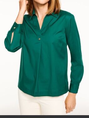 Chico's Emerald Green Button-Front Shirt Jacket